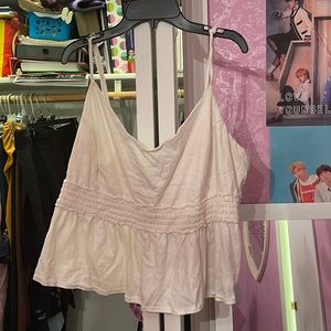 White v-neck peplum top